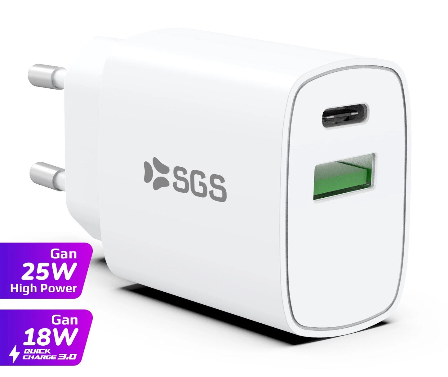 Caricatore da casa USB-C PD GAN 25w NERO-BIANCO