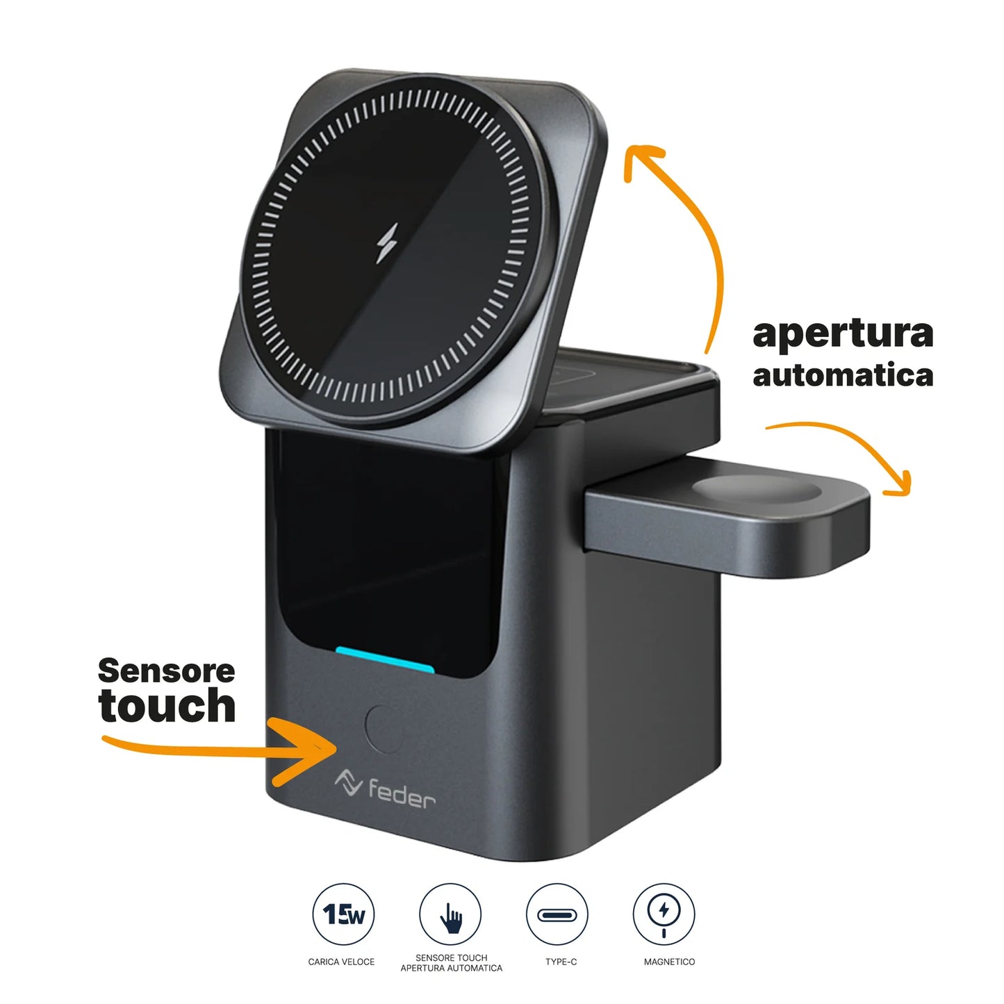 FEDER - Base di ricarica Dock 3 in 1 Magsafe Wireless