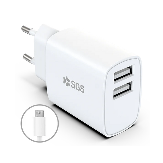 SGS - Caricatore Dual USB 2.4Amp 12W + Cavo